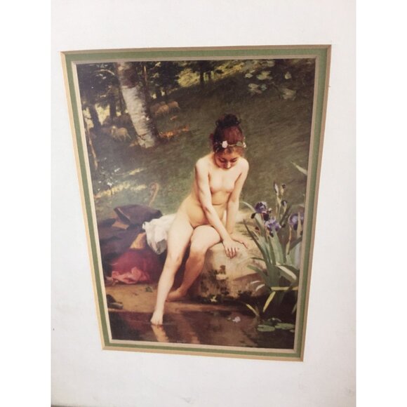 Vintage "The Little Shepherdess" Paul Peel Artist 1892 Art Print Matted Framed - Picture 3 of 7